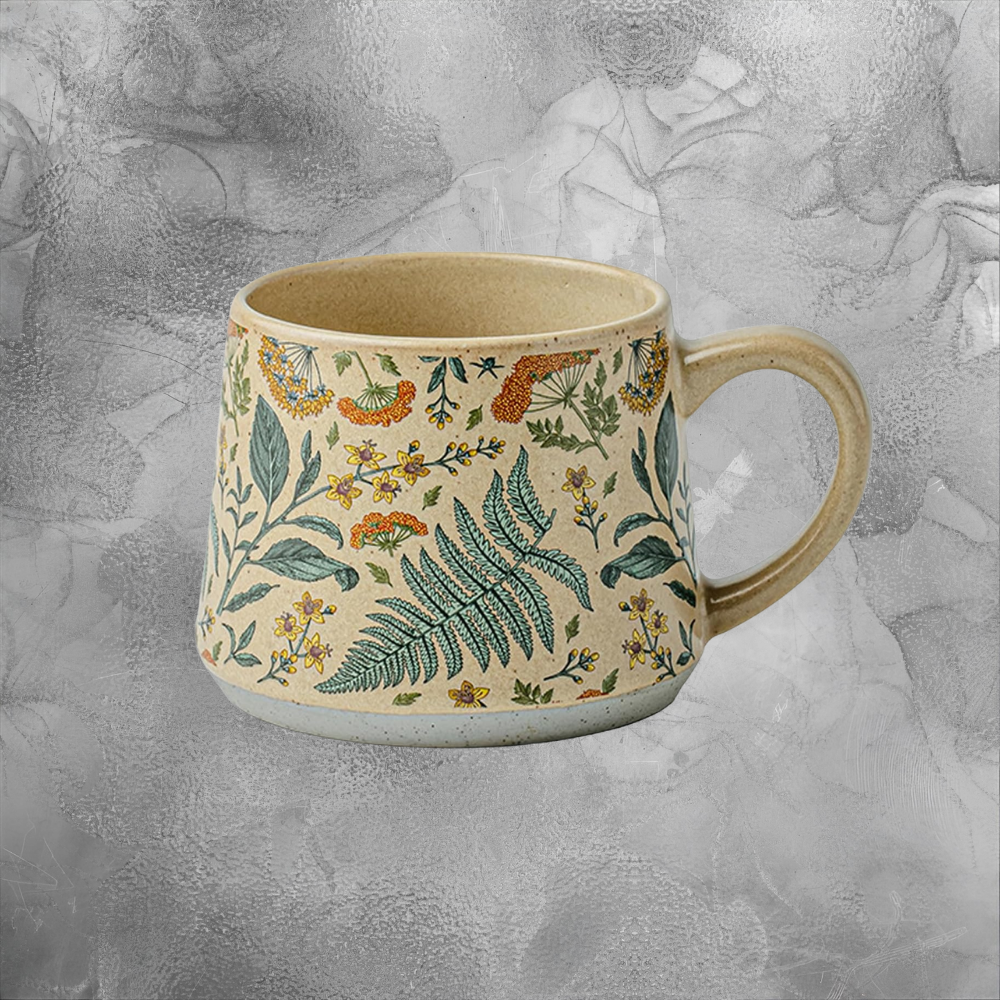 Botanical Ceramic Mug Cozy Coffee Cup For Slow Mornings Rustic Cottage Home Vibe