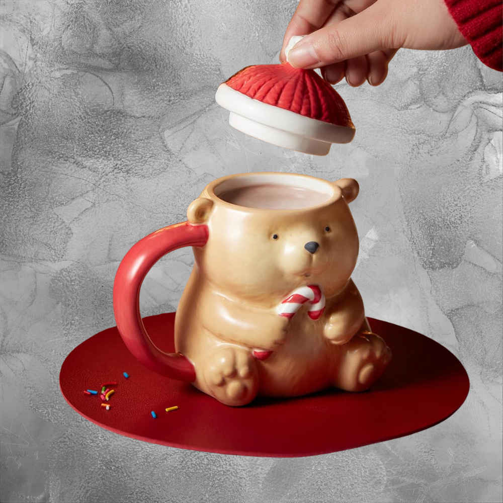 Cozy Holiday Bear Mug For Hot Cocoa Lovers Warm Christmas Ceramic Cup