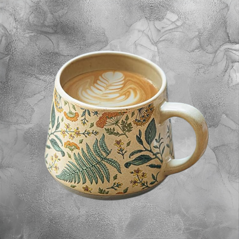 Botanical Ceramic Mug Cozy Coffee Cup For Slow Mornings Rustic Cottage Home Vibe