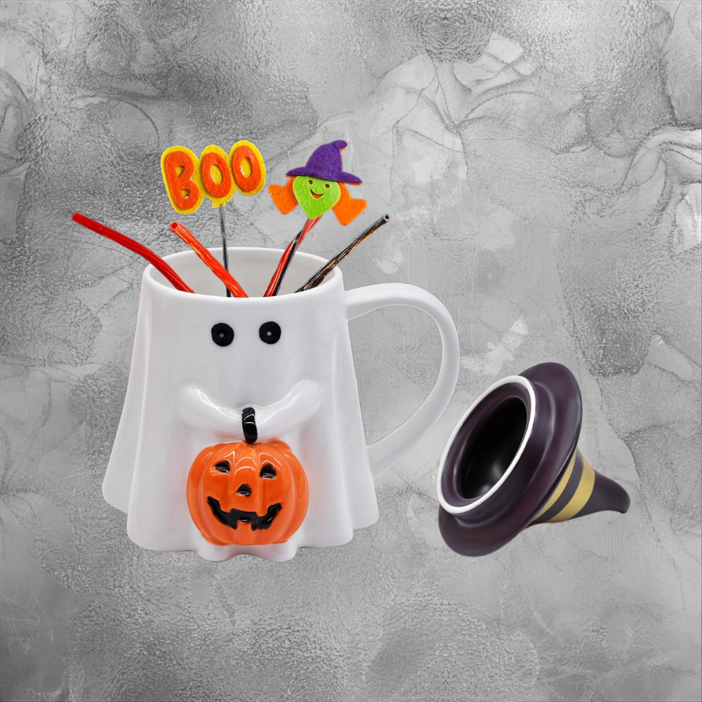 Cute Ghost Mug With Lid For Halloween Nights Cozy Ceramic Cup