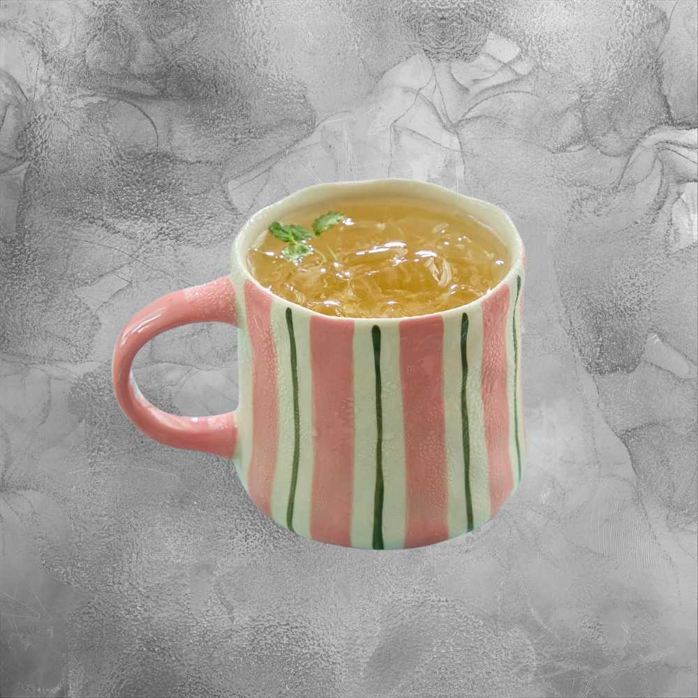 Handcrafted Striped Ceramic Mug Cozy Summer Coffee Cup For Soft Mornings And Sunny Days