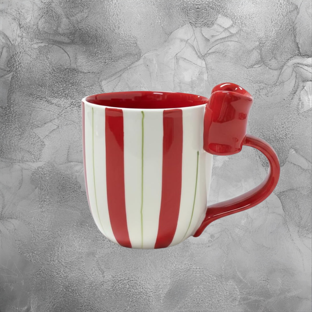 Cozy Red Bow Christmas Mug Warm Holiday Morning Cocoa Cup