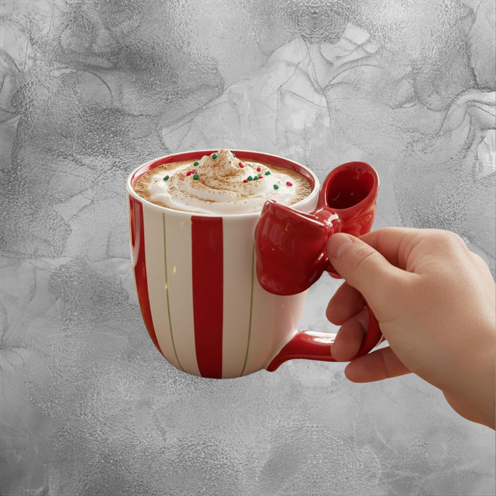Cozy Red Bow Christmas Mug Warm Holiday Morning Cocoa Cup
