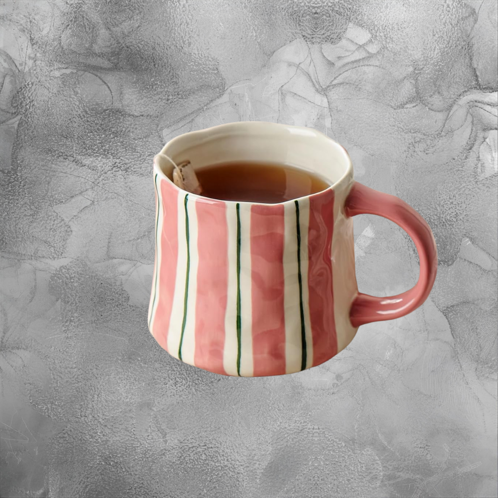 Handcrafted Striped Ceramic Mug Cozy Summer Coffee Cup For Soft Mornings And Sunny Days