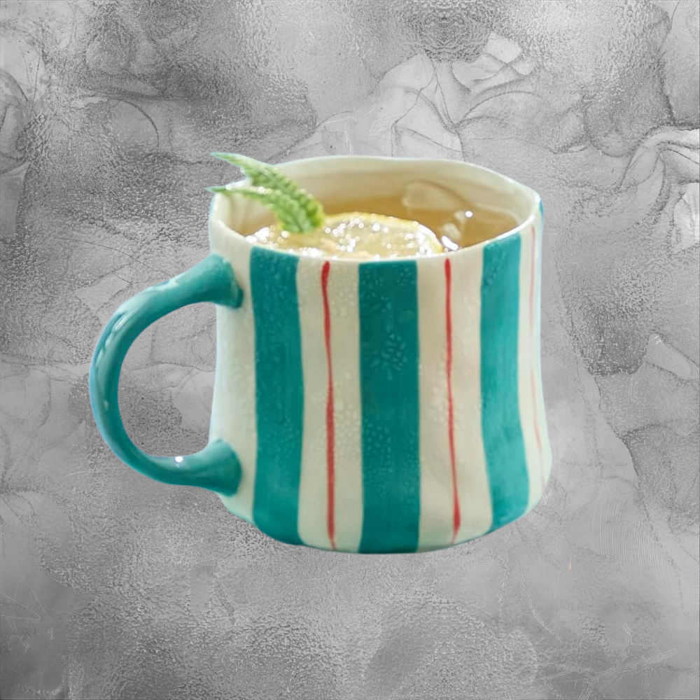 Handcrafted Striped Ceramic Mug Cozy Summer Coffee Cup For Soft Mornings And Sunny Days
