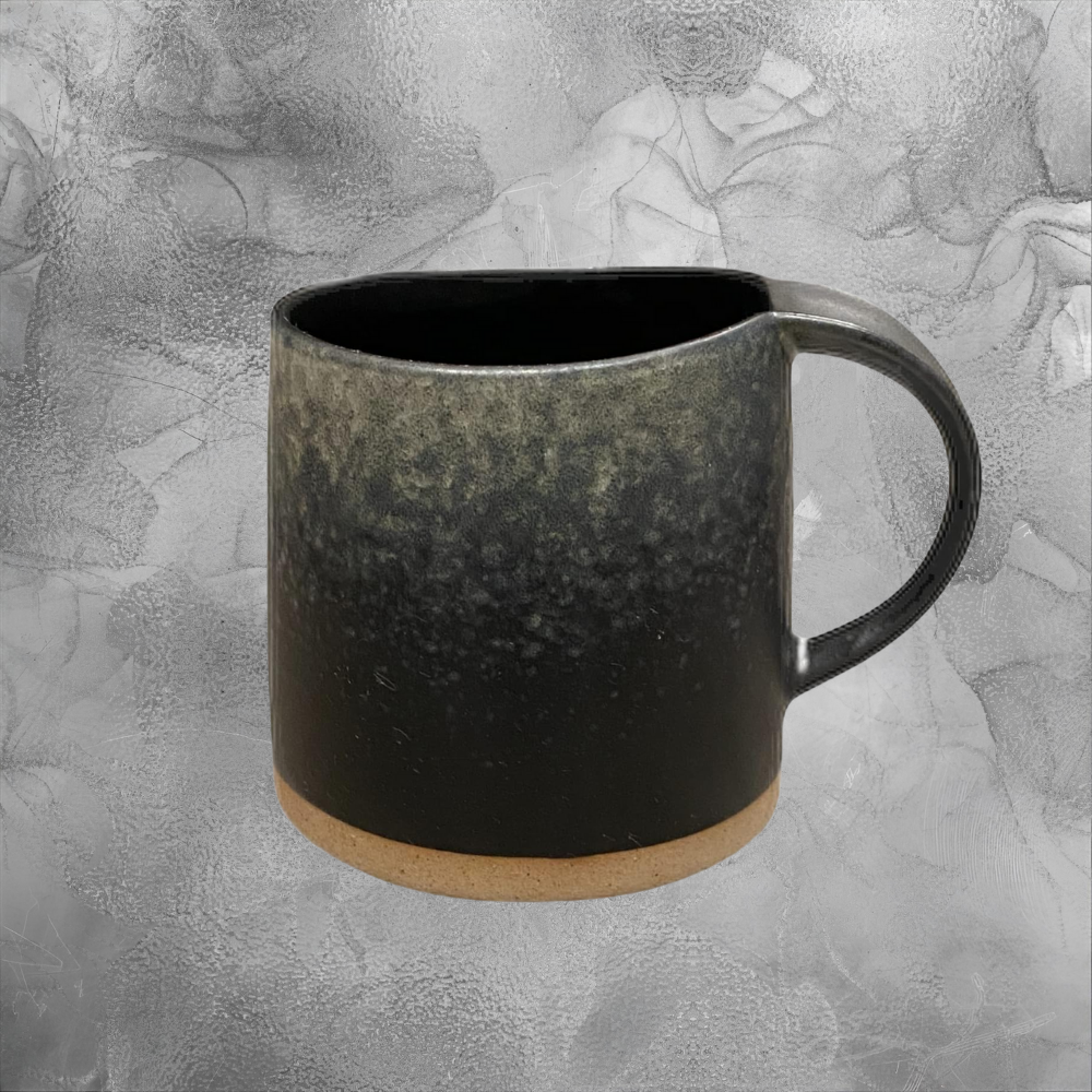 Set 2 Matte Black Stoneware Mug Rustic Minimalist Coffee Cup For Calm Cozy Mornings