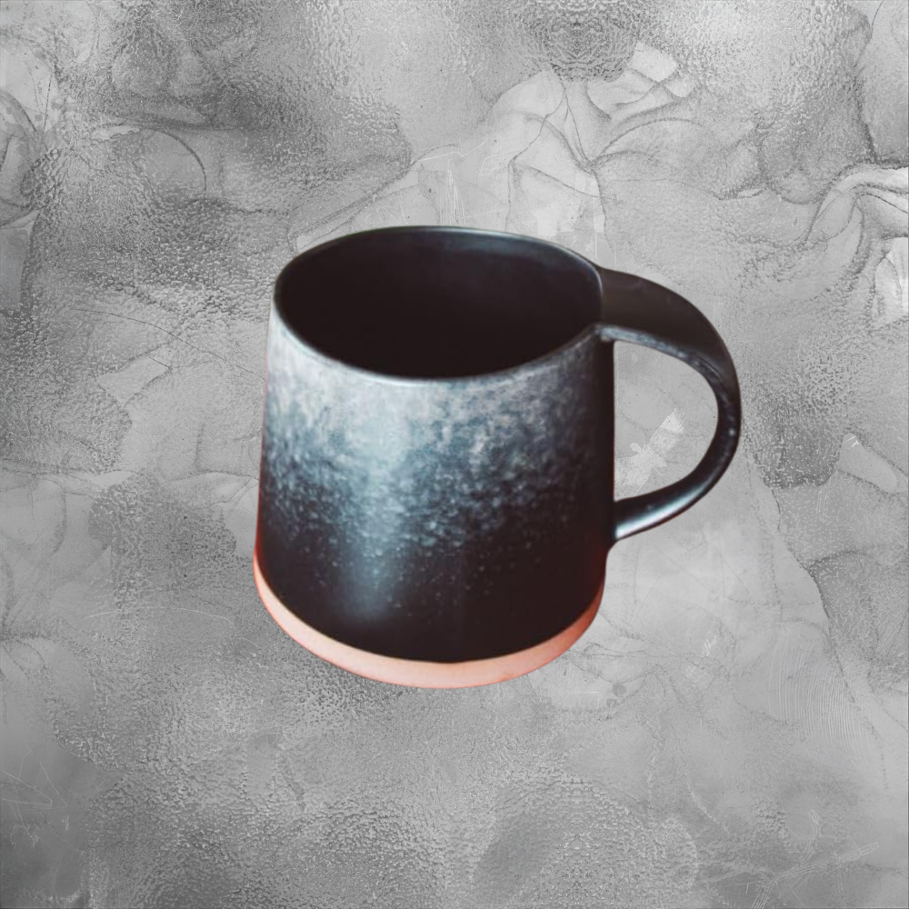 Set 2 Matte Black Stoneware Mug Rustic Minimalist Coffee Cup For Calm Cozy Mornings