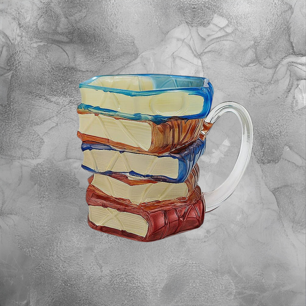 Stacked Book Glass Mug Cozy Reading Gift For Book Lovers Warm Home Aesthetic