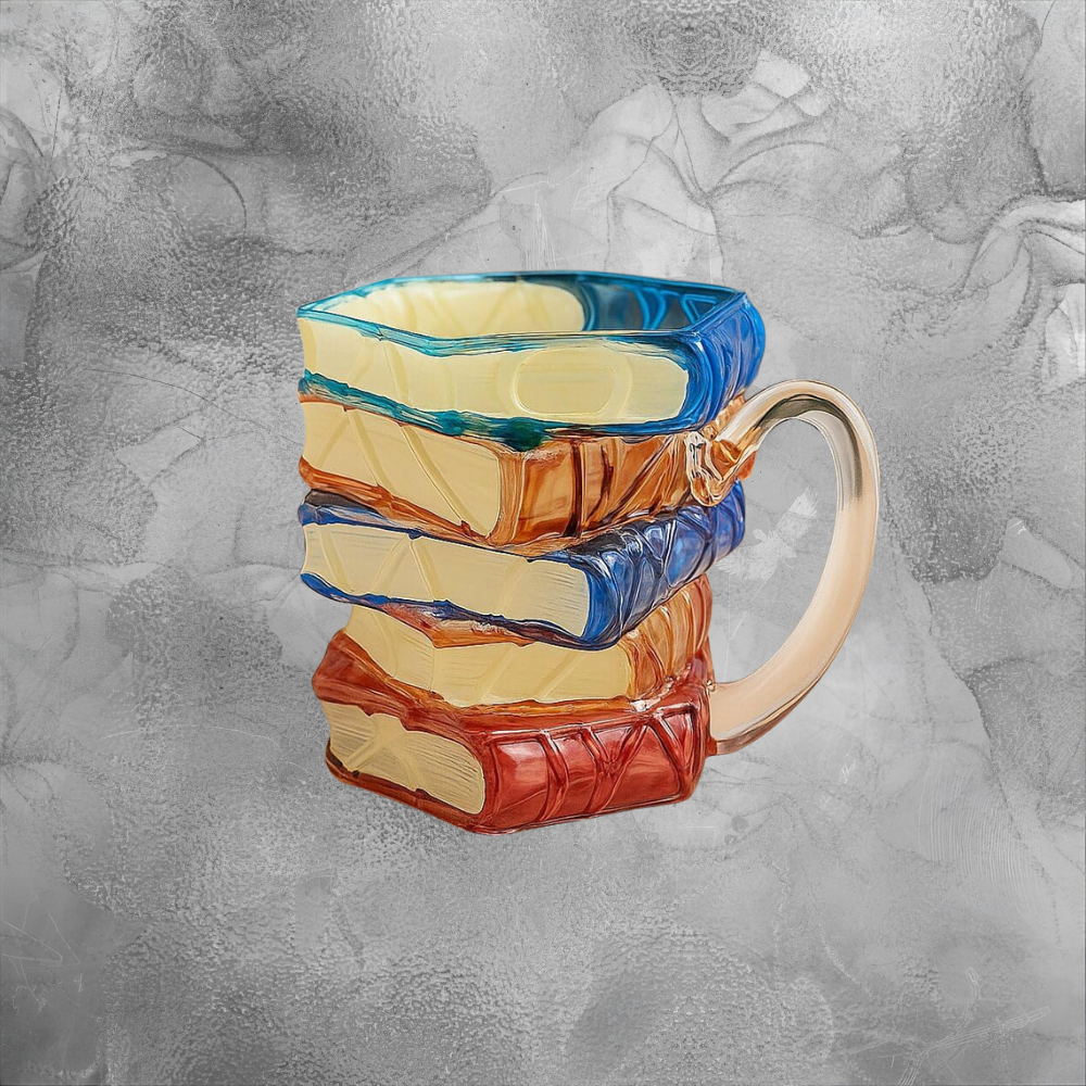 Stacked Book Glass Mug Cozy Reading Gift For Book Lovers Warm Home Aesthetic