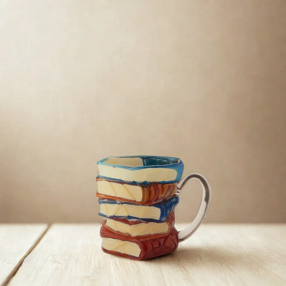 Stacked Book Glass Mug Cozy Reading Gift For Book Lovers Warm Home Aesthetic