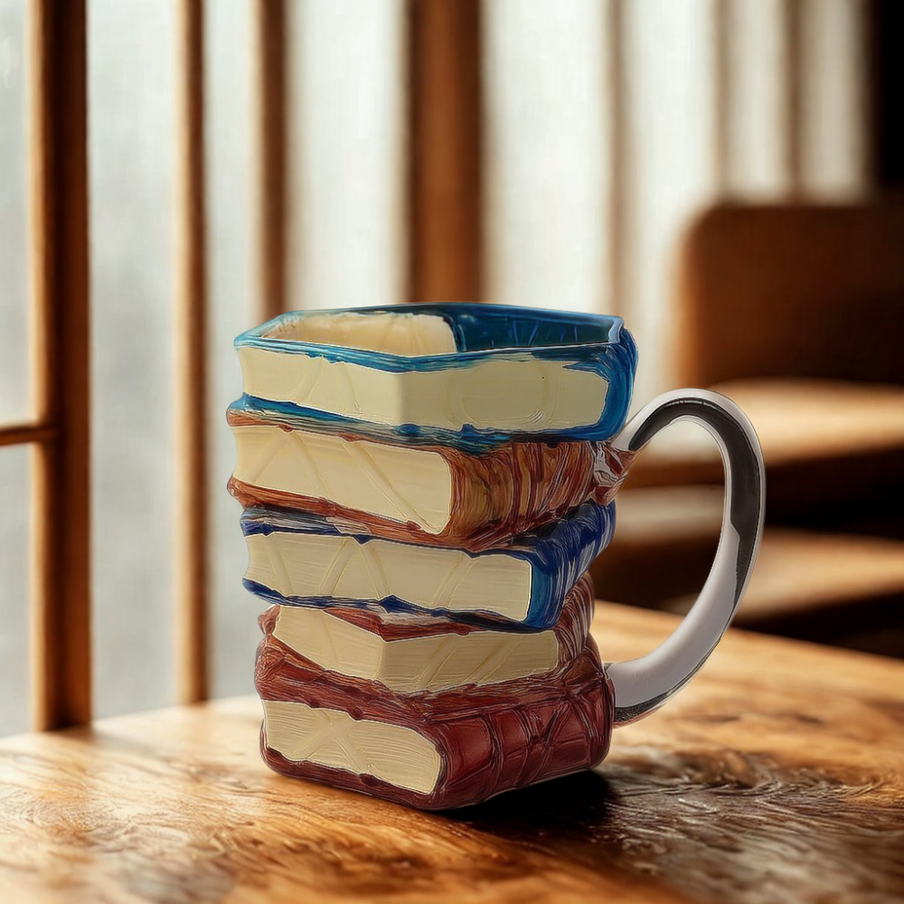 Stacked Book Glass Mug Cozy Reading Gift For Book Lovers Warm Home Aesthetic