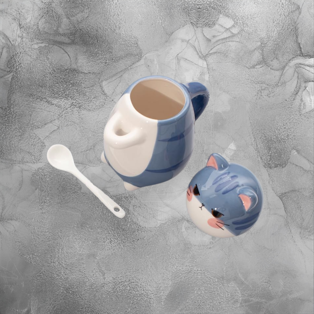 Cute Cat Mug With Lid And Spoon Cozy Ceramic Coffee Cup For Home Moments
