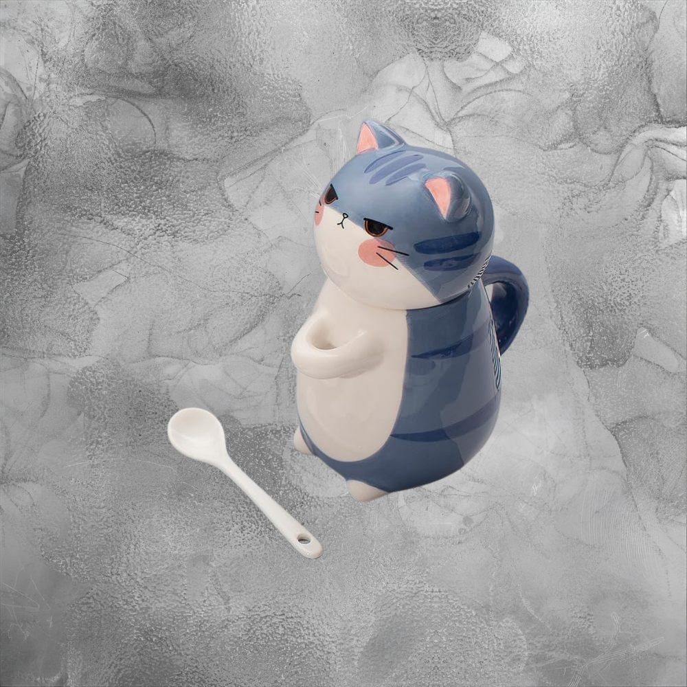 Cute Cat Mug With Lid And Spoon Cozy Ceramic Coffee Cup For Home Moments