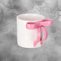 Pink Bow Handle Mug Cozy Minimalist Gift For Her Cute Ceramic Cup