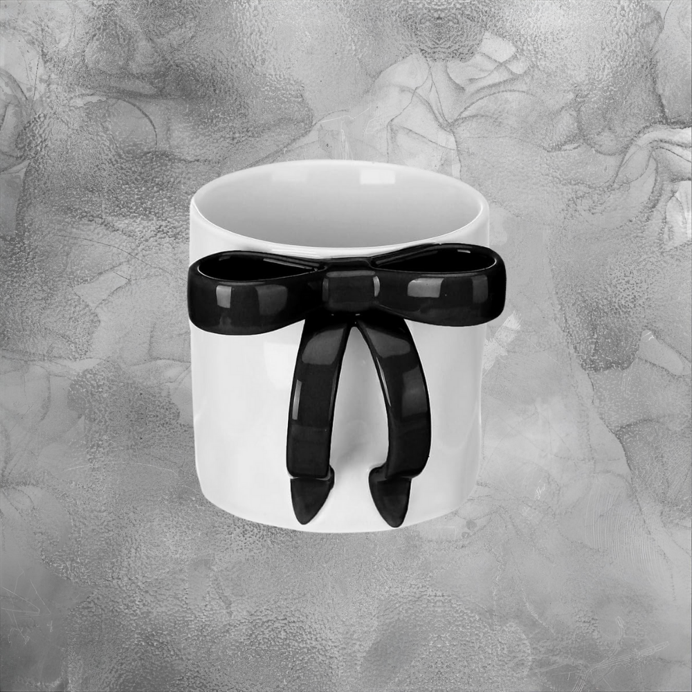 Pink Bow Handle Mug Cozy Minimalist Gift For Her Cute Ceramic Cup