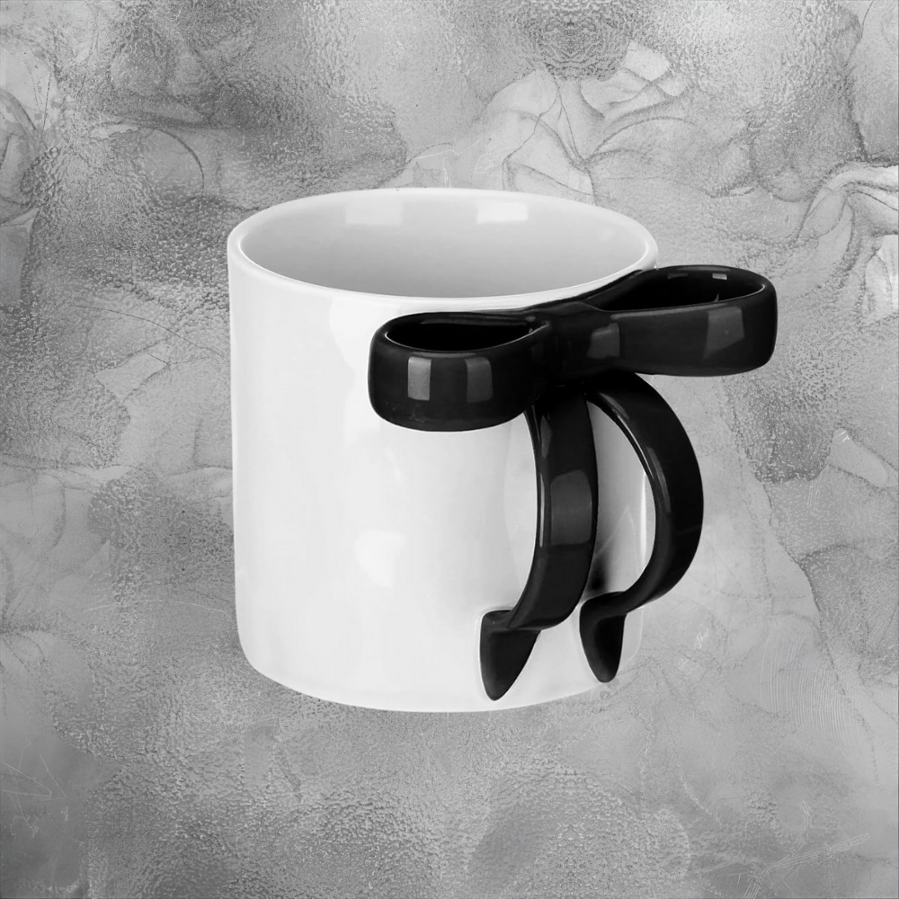 Pink Bow Handle Mug Cozy Minimalist Gift For Her Cute Ceramic Cup