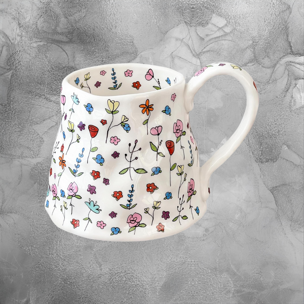 Floral Ceramic Mug Cozy Morning Gift For Her Cottagecore Coffee Cup