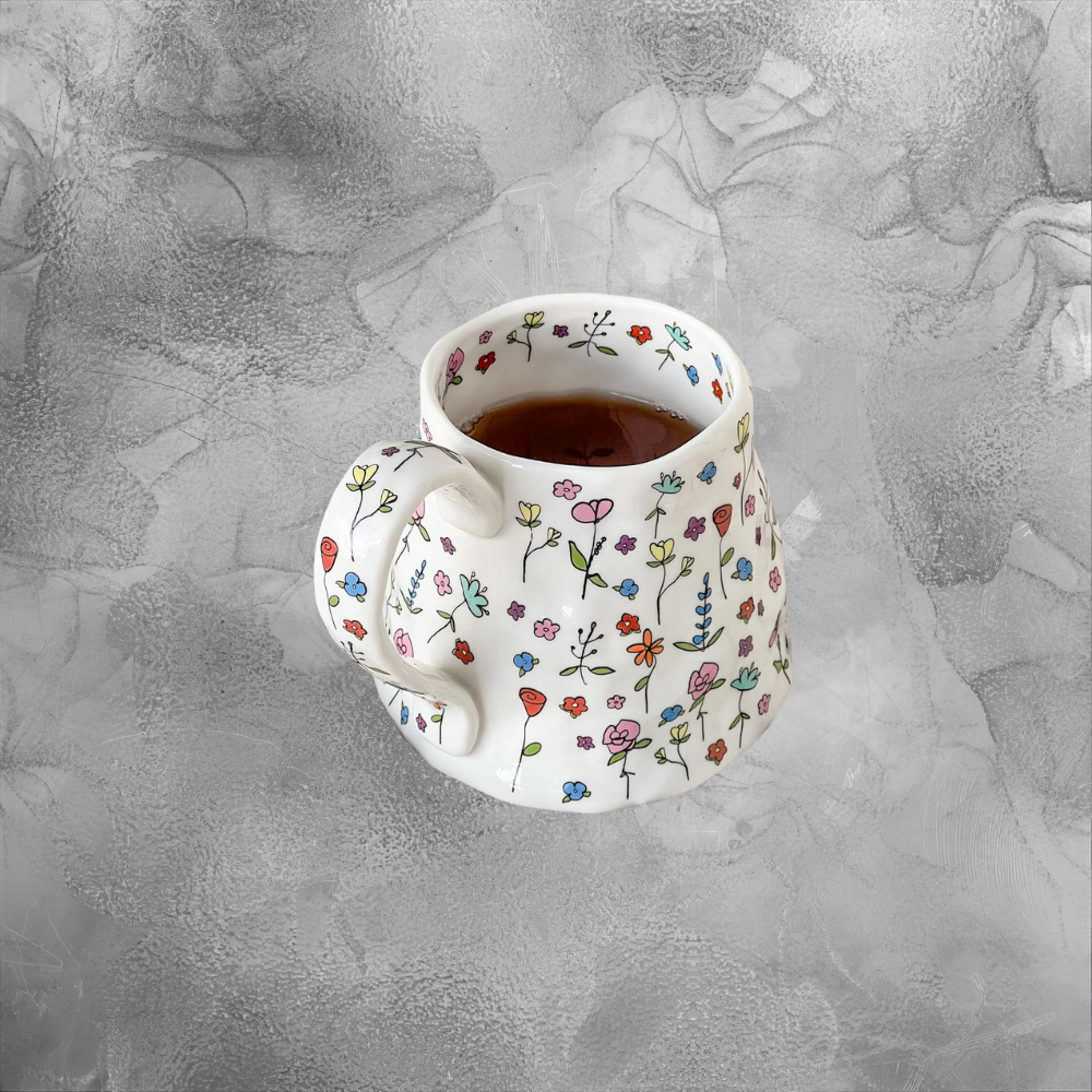 Floral Ceramic Mug Cozy Morning Gift For Her Cottagecore Coffee Cup