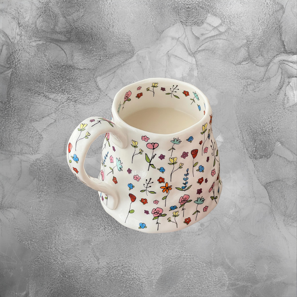 Floral Ceramic Mug Cozy Morning Gift For Her Cottagecore Coffee Cup