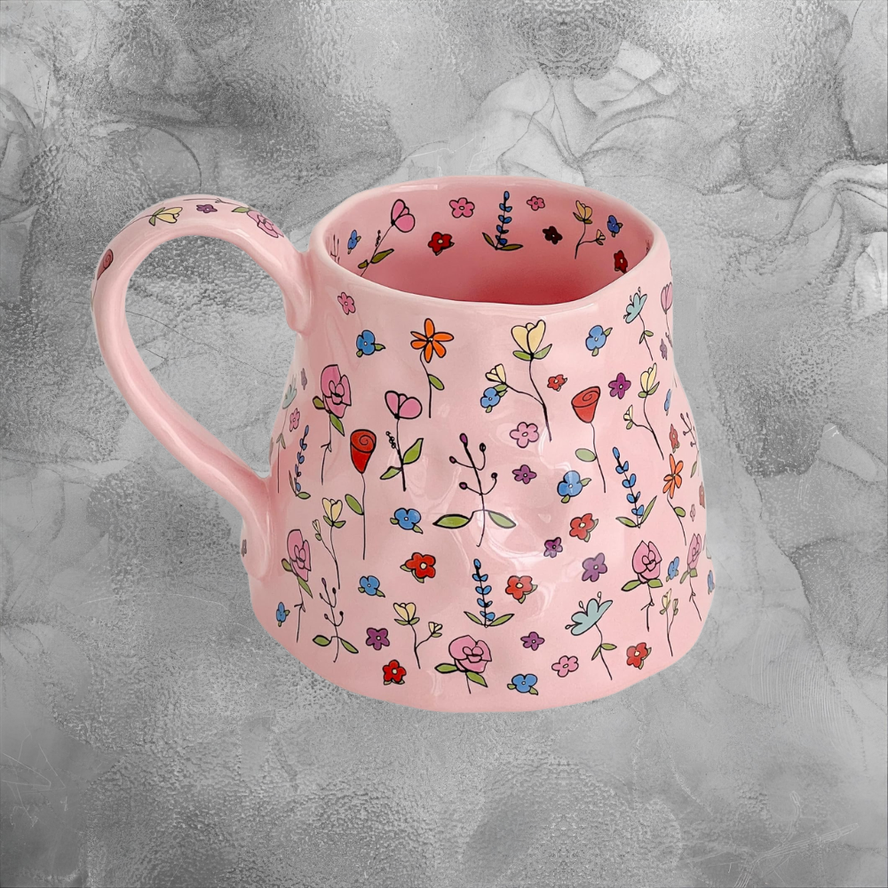 Floral Ceramic Mug Cozy Morning Gift For Her Cottagecore Coffee Cup