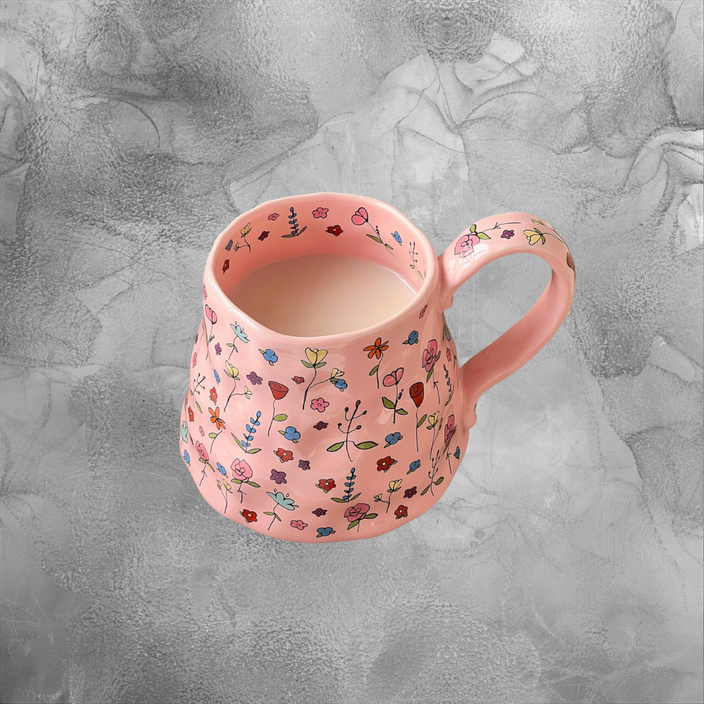 Floral Ceramic Mug Cozy Morning Gift For Her Cottagecore Coffee Cup